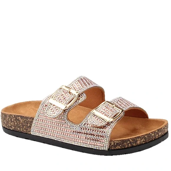 Last Pair!  Rhinestone Gems Rainbow Slide-In Perfect Pride Shoe Size 6 - Picture 3 of 3